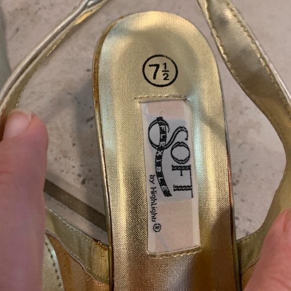 Vintage Y2K SOFT by Highlights Metallic Silver/Gold Slingback Kitten Heels 7.5 - Picture 9 of 9